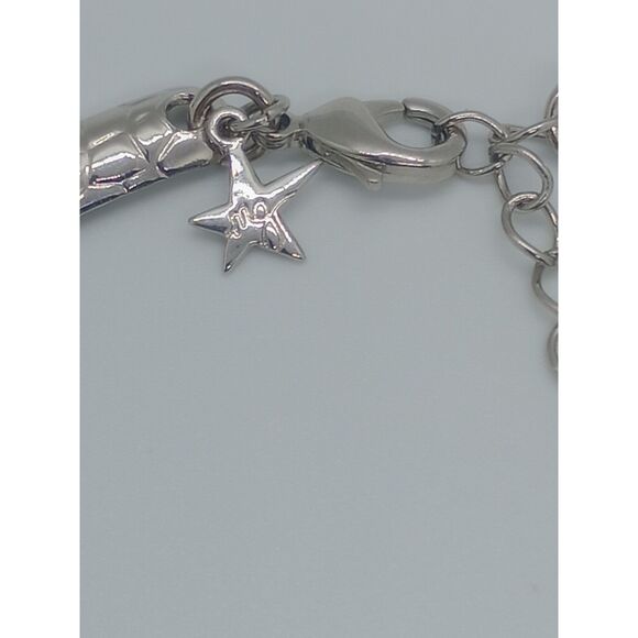 Signed MG Textured Animal Print Silver Tone 16-19" Hinge Bib Statement Necklace - Picture 8 of 10